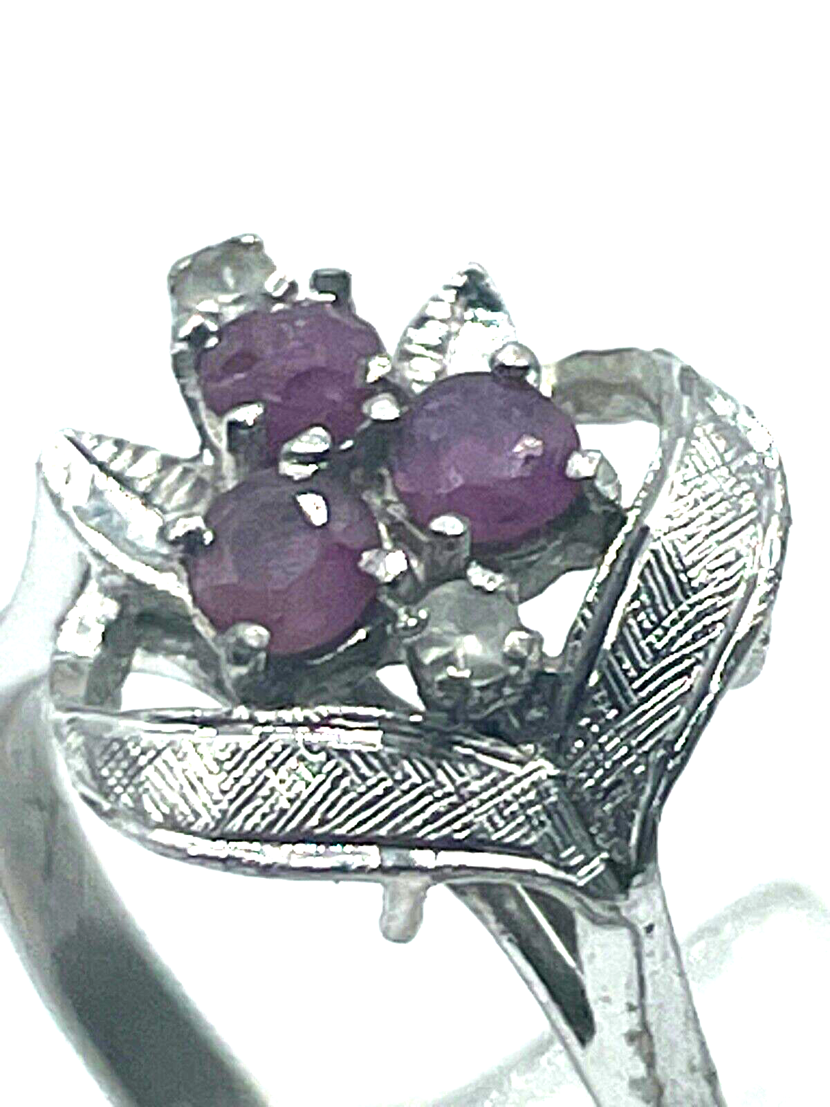 Vintage 925 Silber Ring Rubine Weißtopas Silberring elegant  Ø 16 mm RG 508