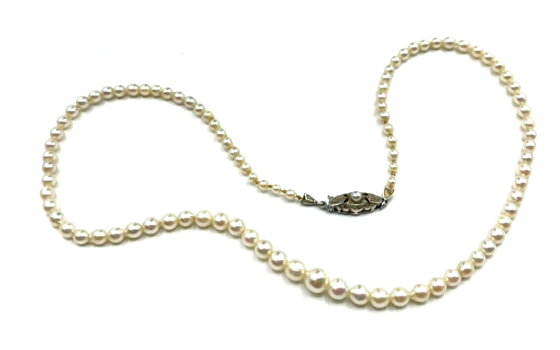 Antik Perlen Perlenkette + JKa 800 Silber Kastenschliesse L 45 cm sehr gepflegt7