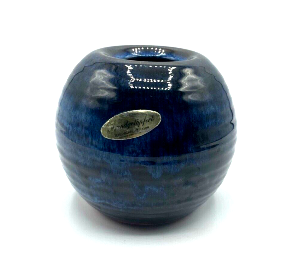 Vintage Jungnickel Keramik Vase blau Handgetöpfert Schwarzwald Kunsthandwerk0
