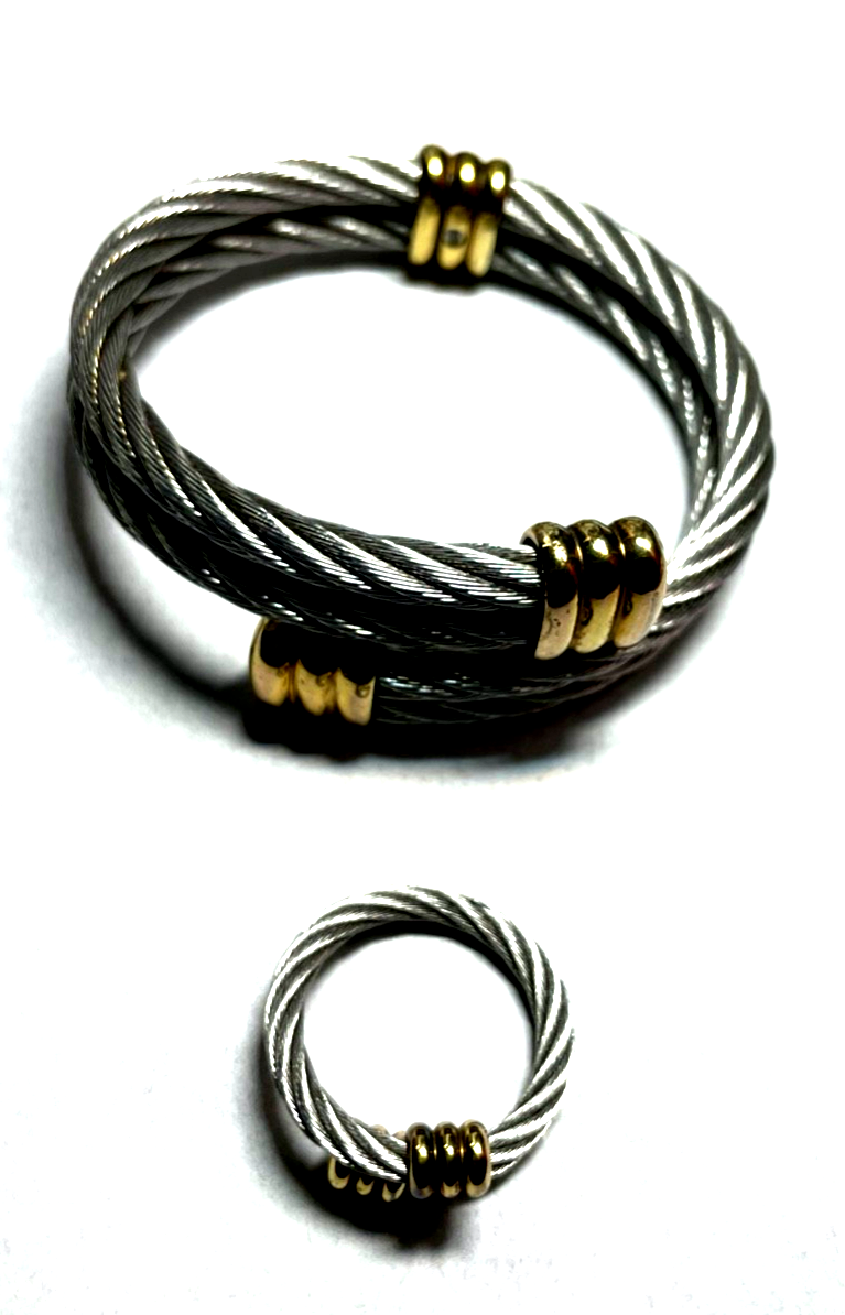 Philippe Charriol Paris Set Armreif + Ring Edelstahl Model Celtic top gepflegt1