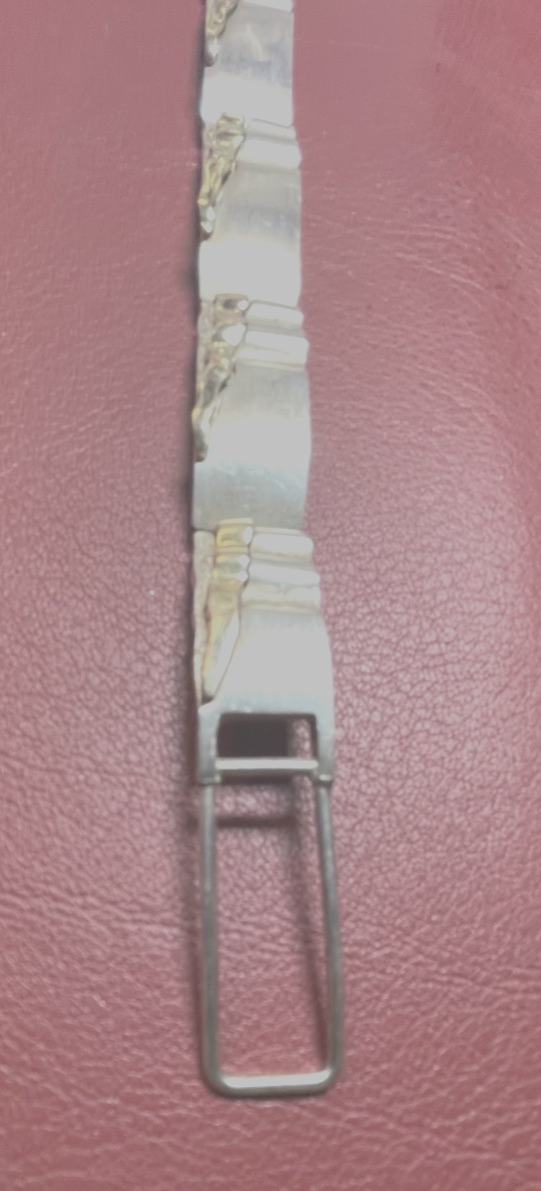 Solides 925 Silber Armband Unikat teilvergoldet L 21,5 cm B 13 mm Juwelier6