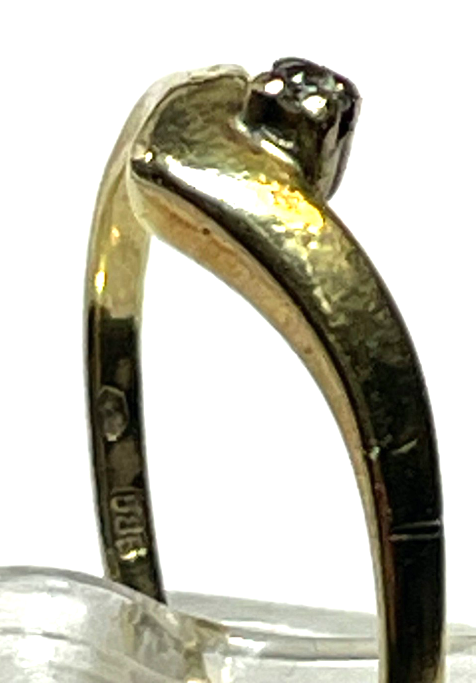 Moderner zarter 585 Gold 14 K Damen Ring kl. Diamant Ø 17 mm RG 547