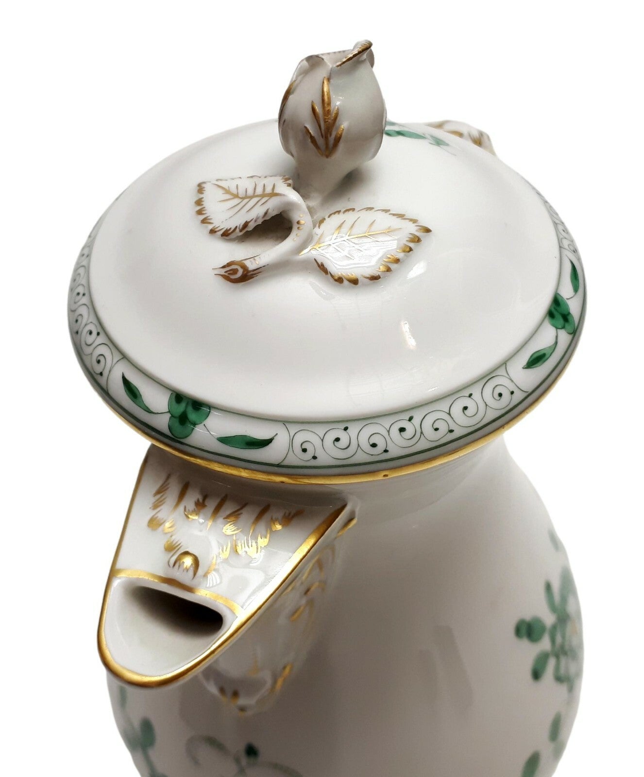 Meissen Porzellan - Kaffeekanne Kanne - indisch Grün - Goldstaffur5