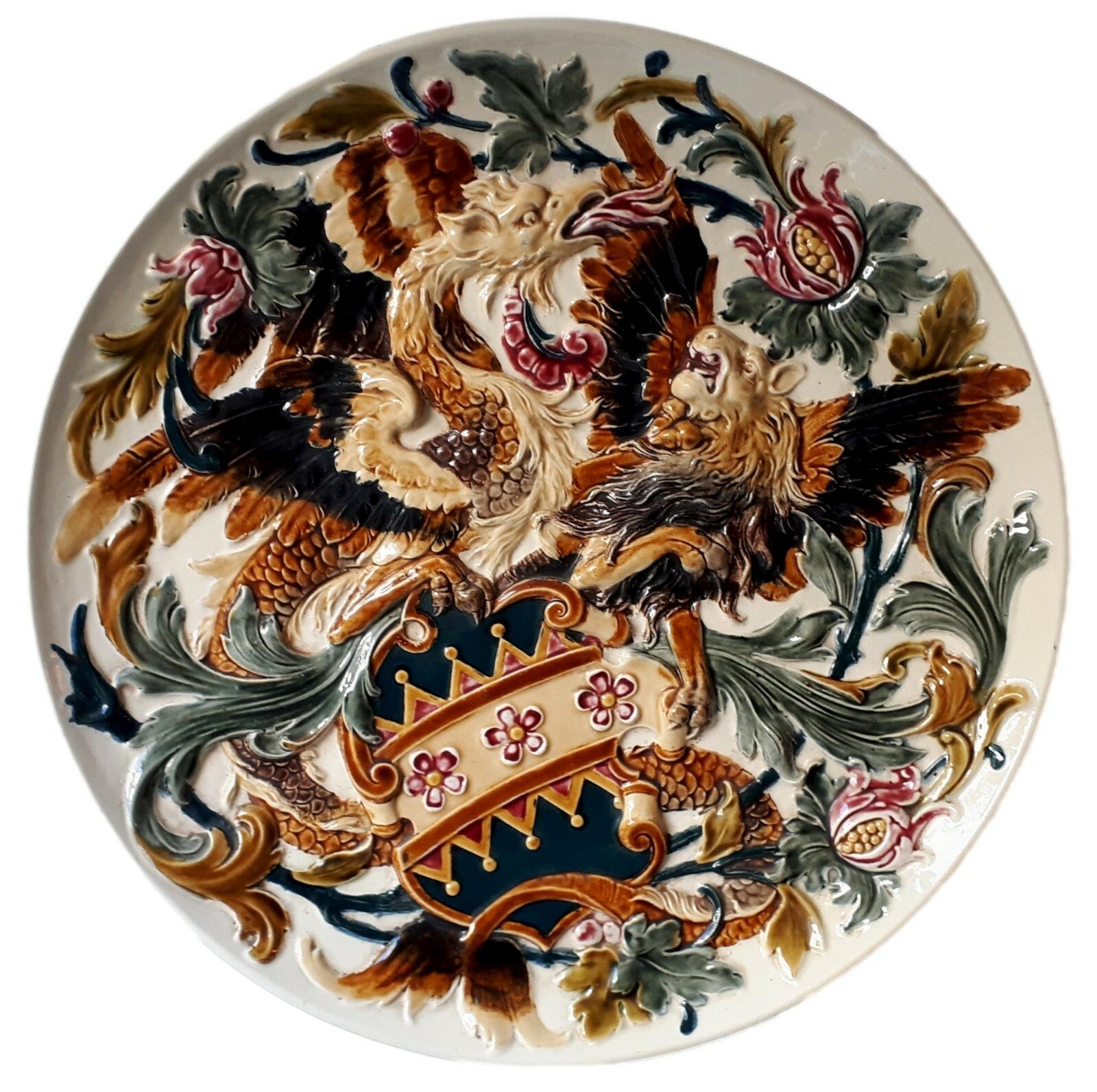 Großer ZNAIM Wandteller - Historismus um 1880 - Rudolf Ditmar Znaim - Majolika0
