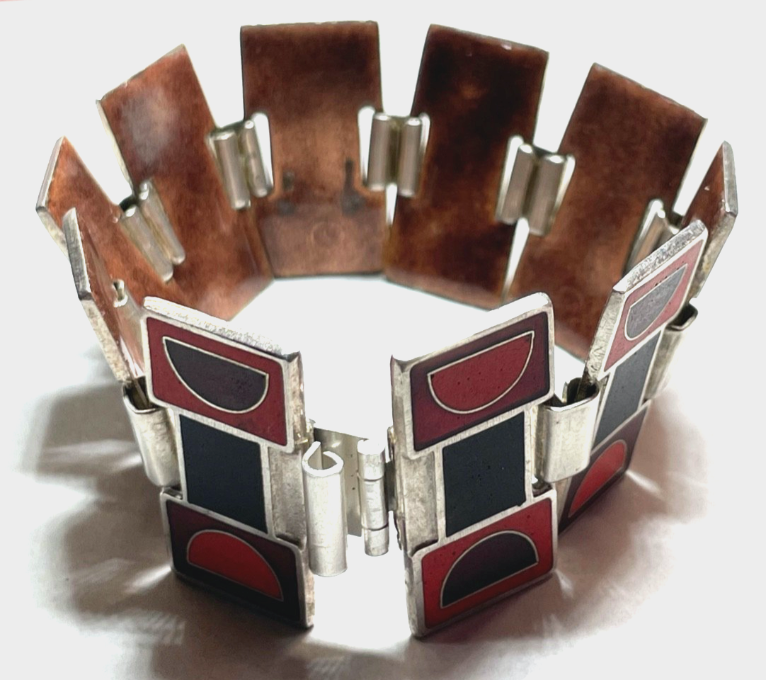 Vintage Schibensky Design Emaille Armband Topzustand Modernist L  17,5 cm B 28mm2