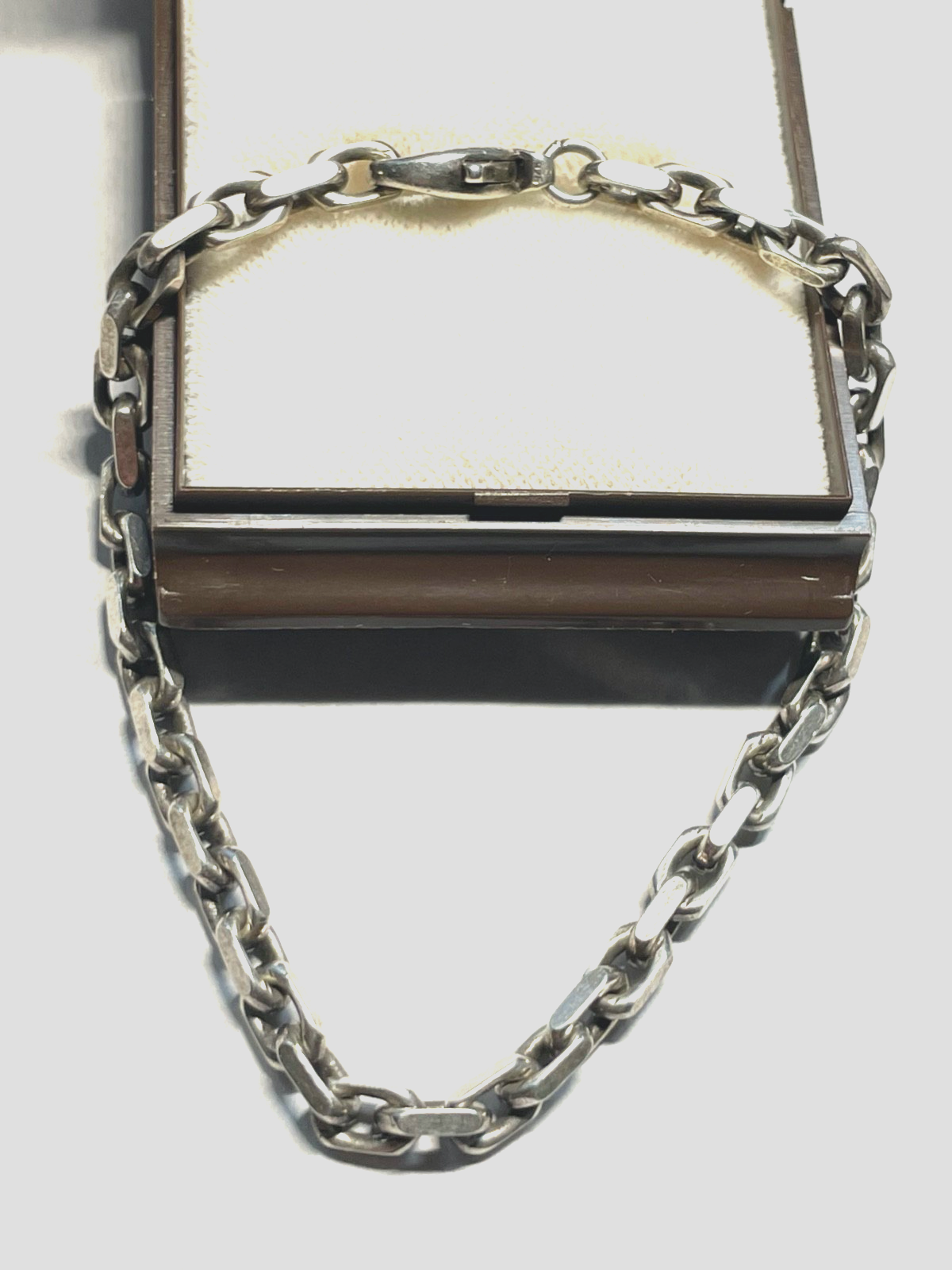 Solides vintage 925 Sterling Silber Glieder Kette Armband L 19 cm B 4 mm unisex0