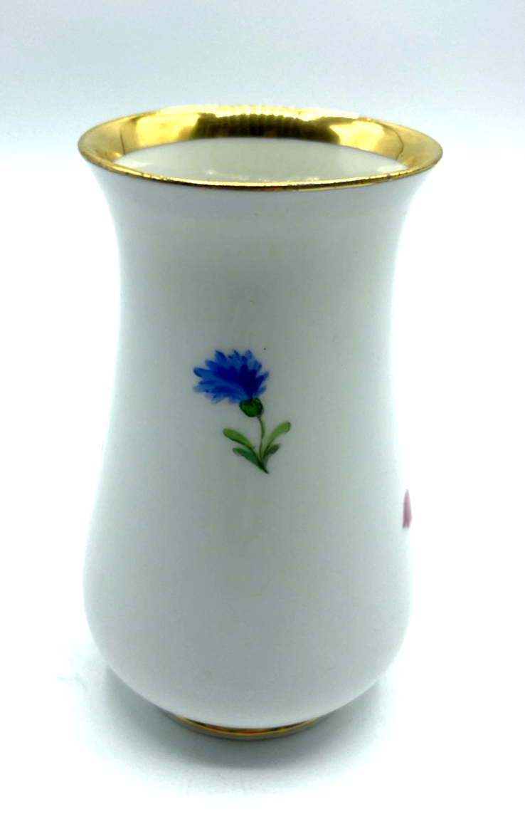 Vintage Meissen Porzellan Vase Tulpe + Goldrand Dekor H 10,5 cm 1A Zustand4