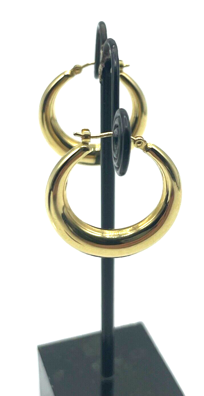375 Gold 9 K Ohrringe Creolen 2 seitig tragbar Ø 25 mm B 5 mm Juwelier gepflegt7