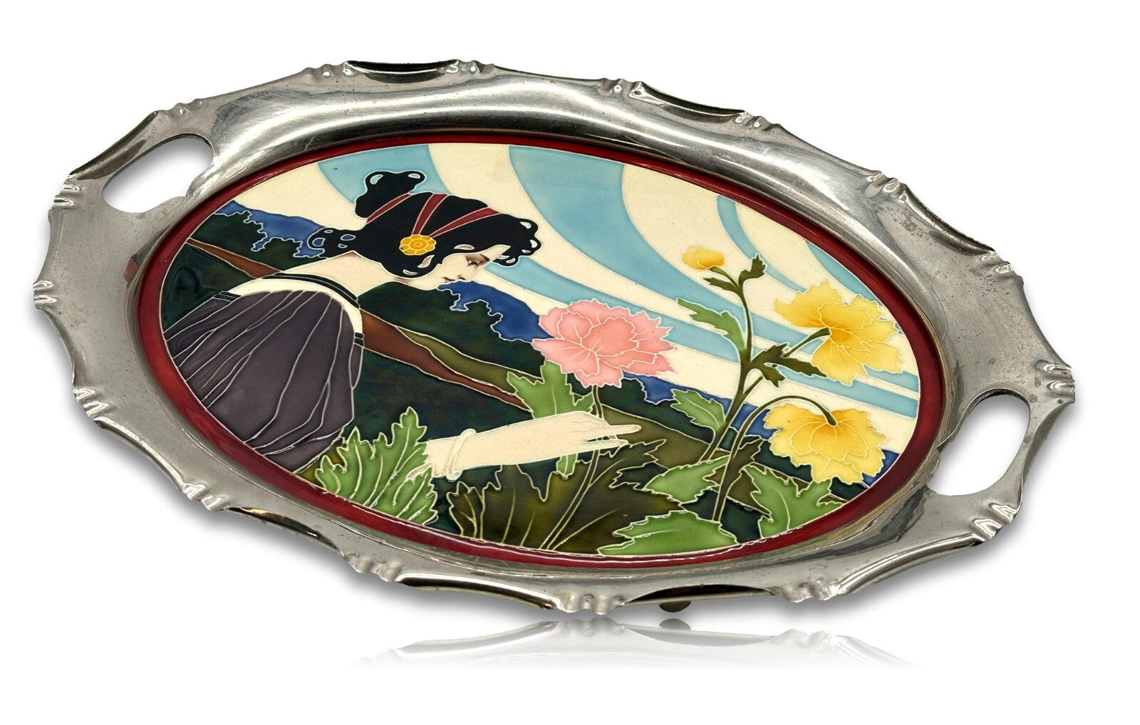 Carl Sigmund Luber für Johann von Schwarz, Nürnberg - Tablett Jugendstil um 19001