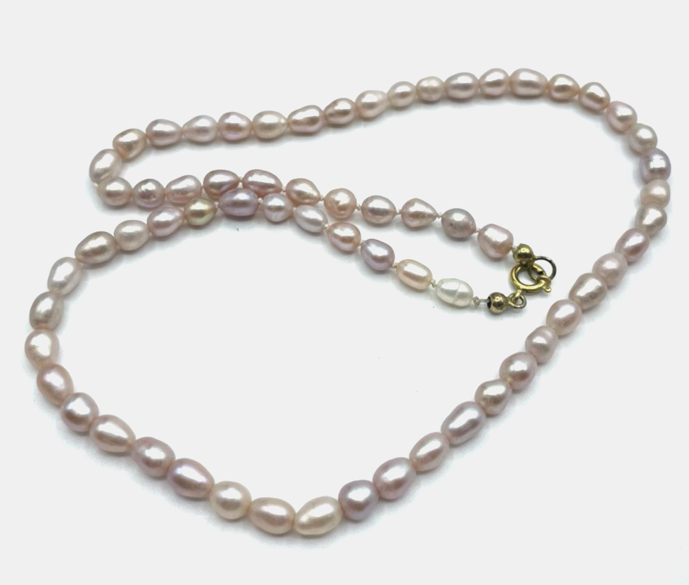 Zart Pastell Rosa SWZ Perlenkette 333 Gold Schliesse Juwelier 45 cm B 5 mm gepfl5