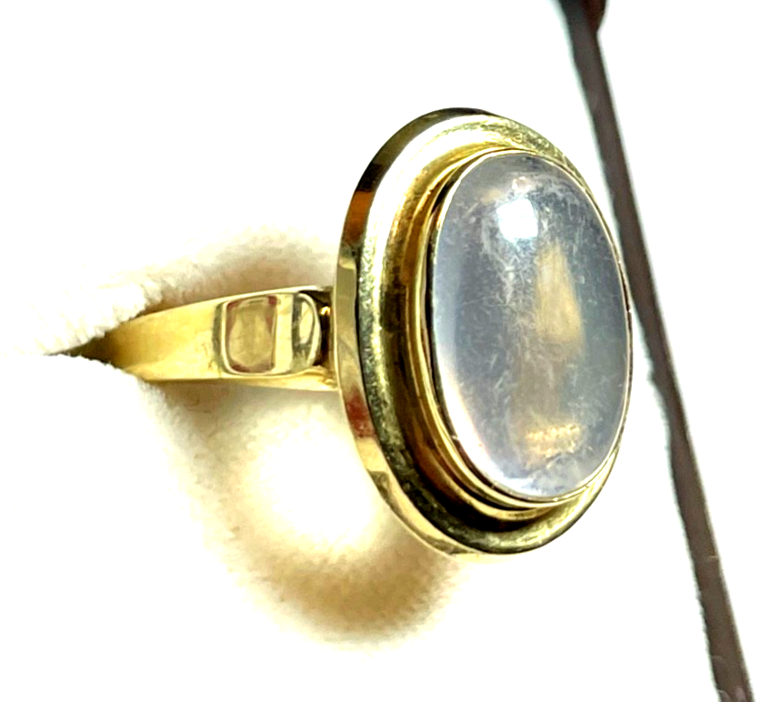 Antik aparter 585 Gold 14 K Ring mit Top Mondstein elegant RG 58 Ø 18,5 mm2