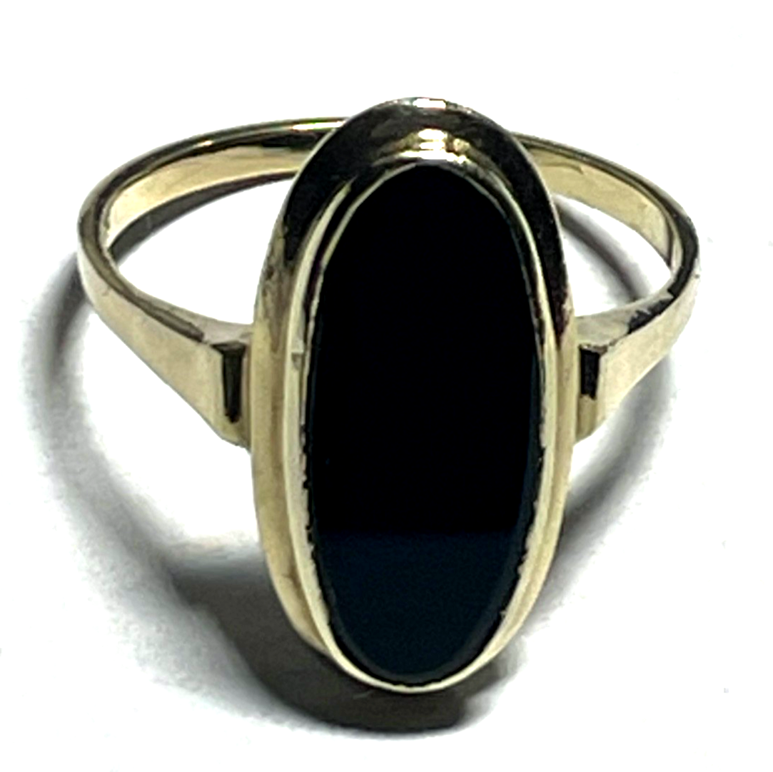 Antik 333 Gold Ring mit schwarzer Onyx Tafel um 1920 / 30 RG 53 Ø 17,8 mm gepfl.2