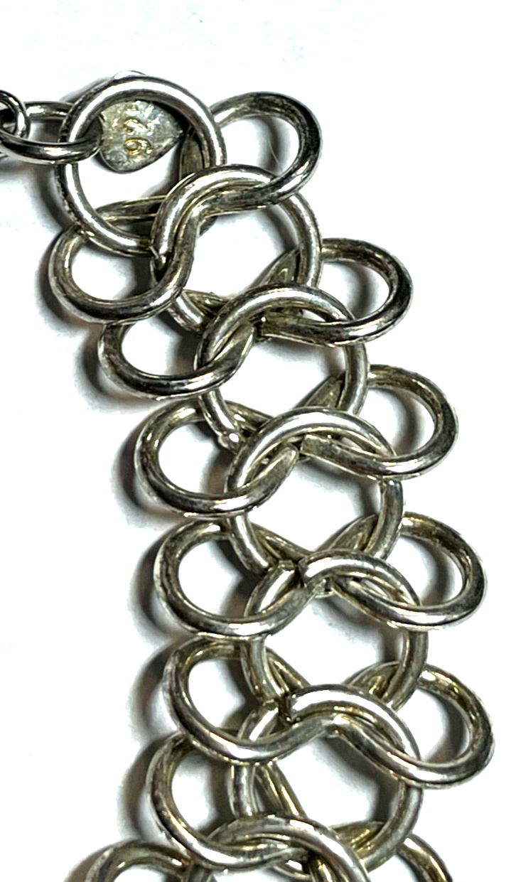 925 Silber Armband Ringe Dekor Muster Handarbeit L 20 cm B 19 mm gepfl. Armkette5