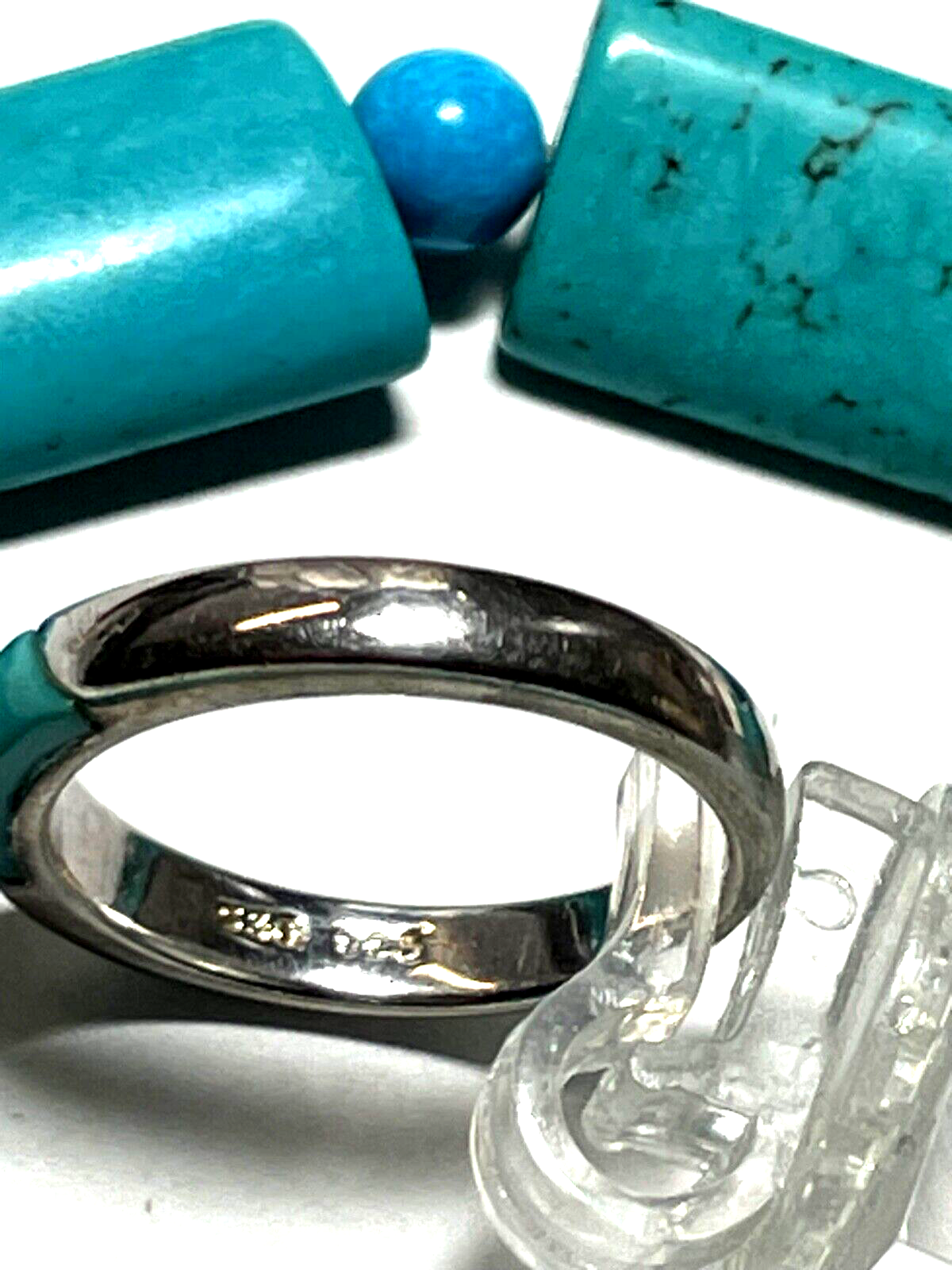 Set Türkis Armband breit + 925 Silber Ring mit Türkis Ø 18 mm RG 57 sehr gepfl.5