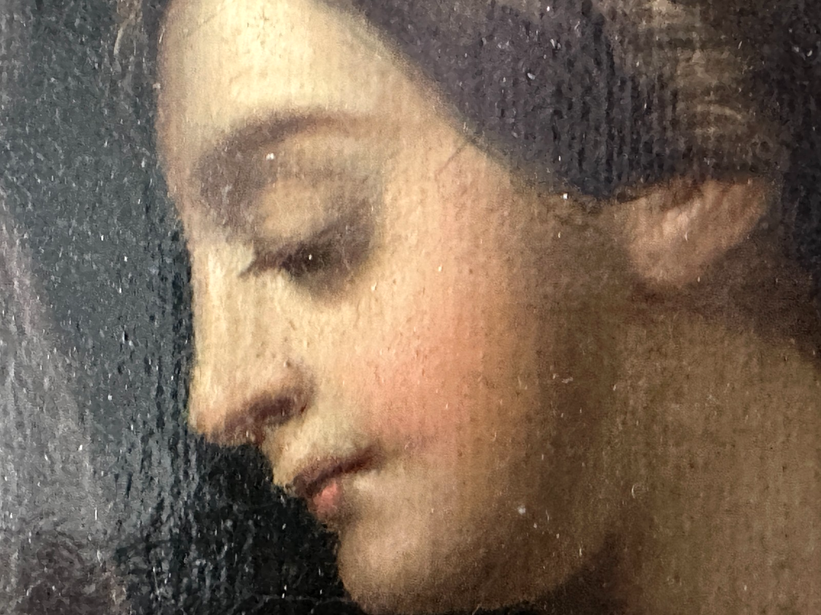 Antikes Ölgemälde auf Leinwand -  Dame am Klavier - um 1860 - Goldrahmen11