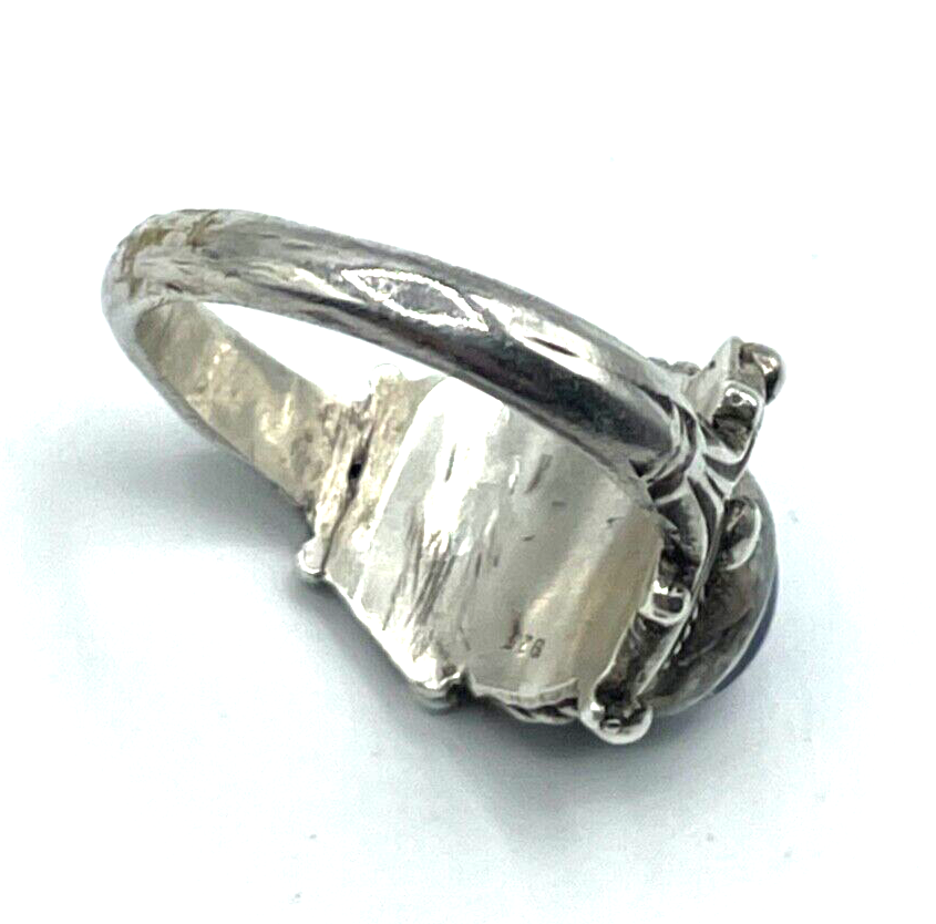 Vintage Ethno solide 925 Silber Ring Lapislazuli Cabochon Silberring Ø18,5 RG 584