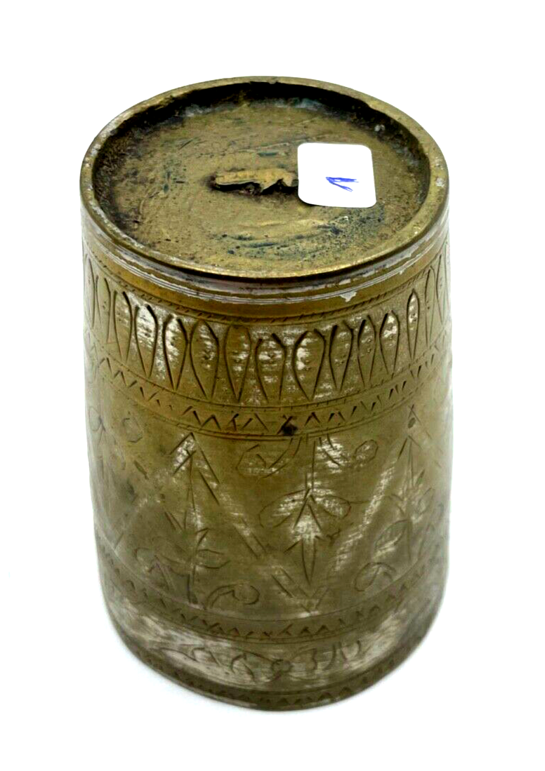 Alter Metall Becher Handarbeit Messing Zinn Isfahan Kunsthandwerk H 11 cm Nr. 13