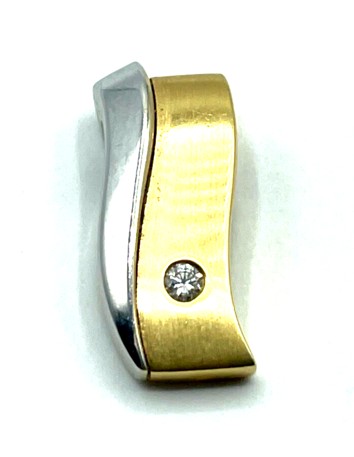 Massiv 750 Gold 18 K Gold Gleiter Schieber Anhänger 0,07 ct Brillant Juwelier0