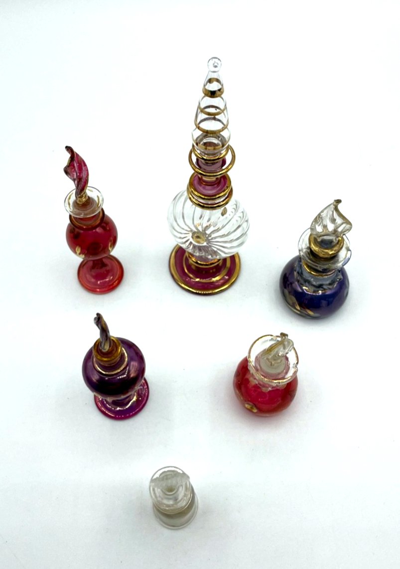 Konvolut 5 vintage verschiedene Glas Parfum Flakon Ägypten Handarbeit gepflegt1