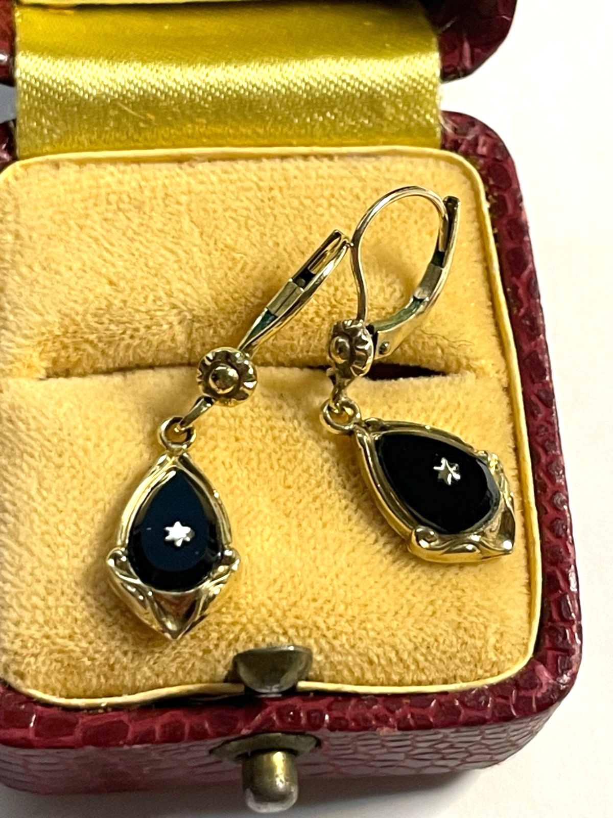 Antik 333 Gold 8 K Ohrringe Ohrhänger  elegant im Biedermeier Stil L 31 mm2