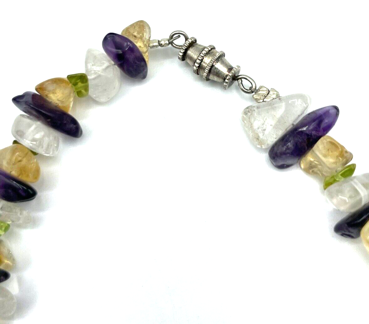 Aparte Edelstein Kette Collier Amethyst Citrin Peridot Bergkristall 42cm Silber3