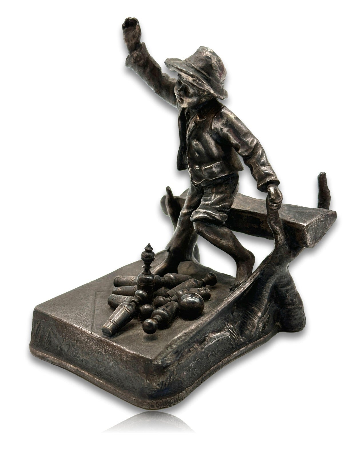 WMF 1886-1903 - Kegelbub Kegelaufsteller - figürlicher  Kegelpreis - patiniert1