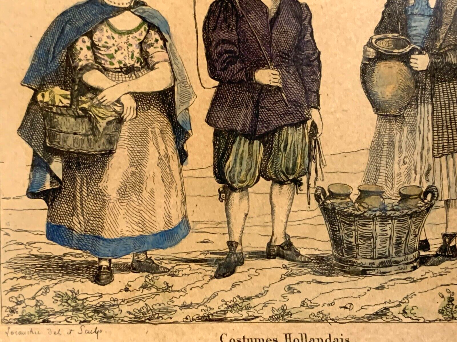Alexandre Lacauchie - Kupferstich koloriert - historische Trachten Holland 18303