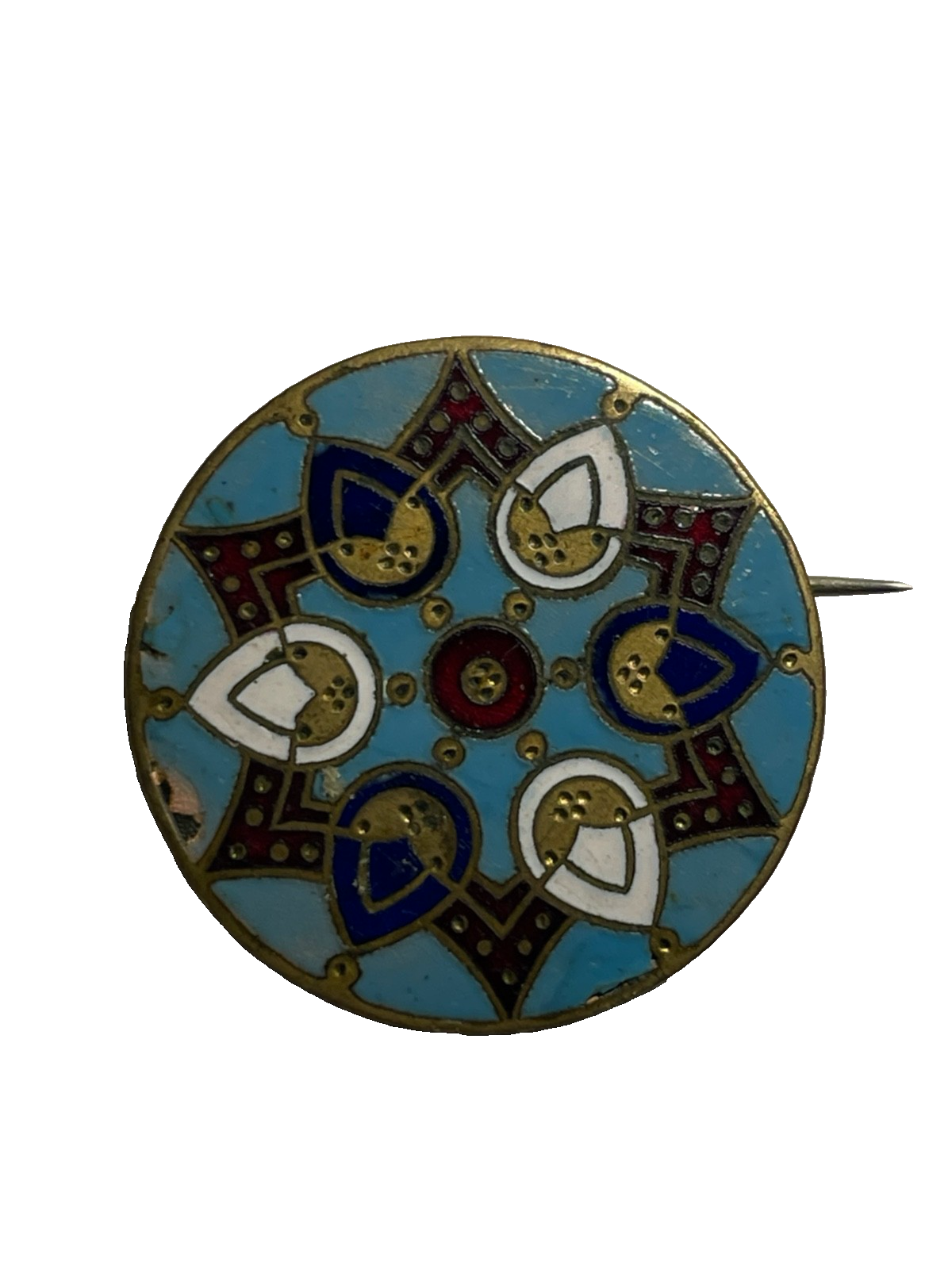 Antik feine Emaille Handarbeit Brosche vor 1900 Frankreich ? Ø 33 mm Historismus1