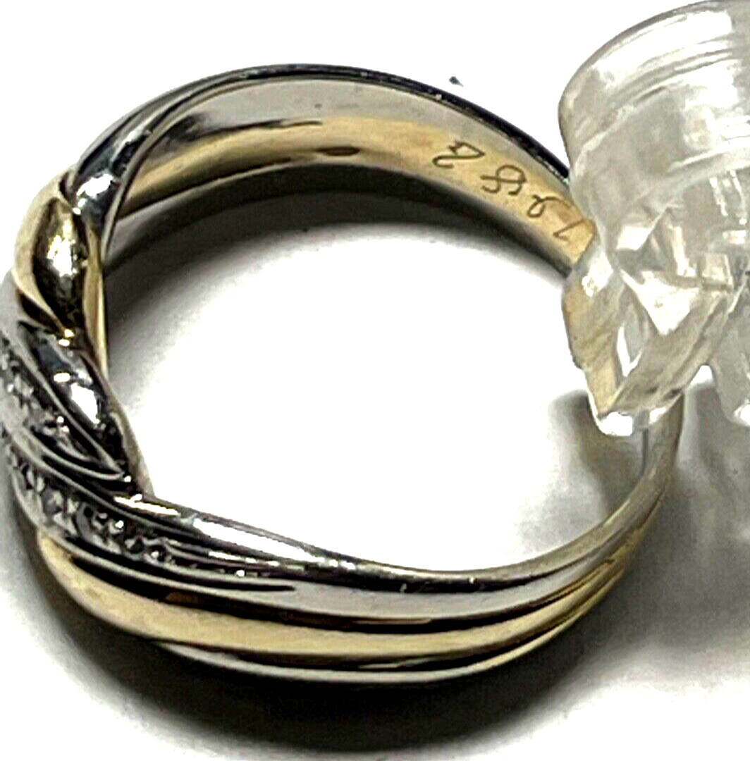 Solider aparter 585 Gold 14 K bicolor Ring 12 Diamanten Juwelier RG 53 4,27 Gr.3