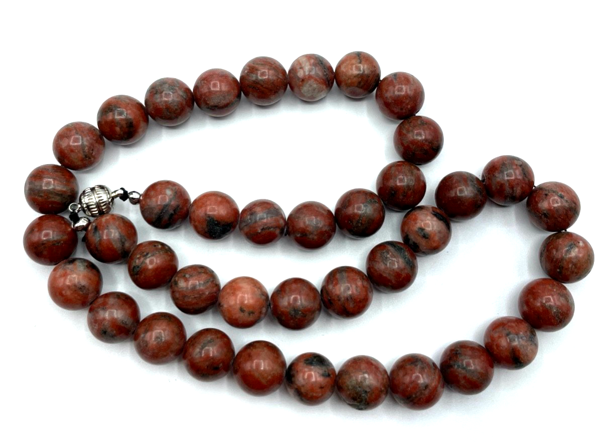 Roter Jaspis Halskette Kugelkette Ø 12 mm mit Magnetschliesse sehr gepflegt3