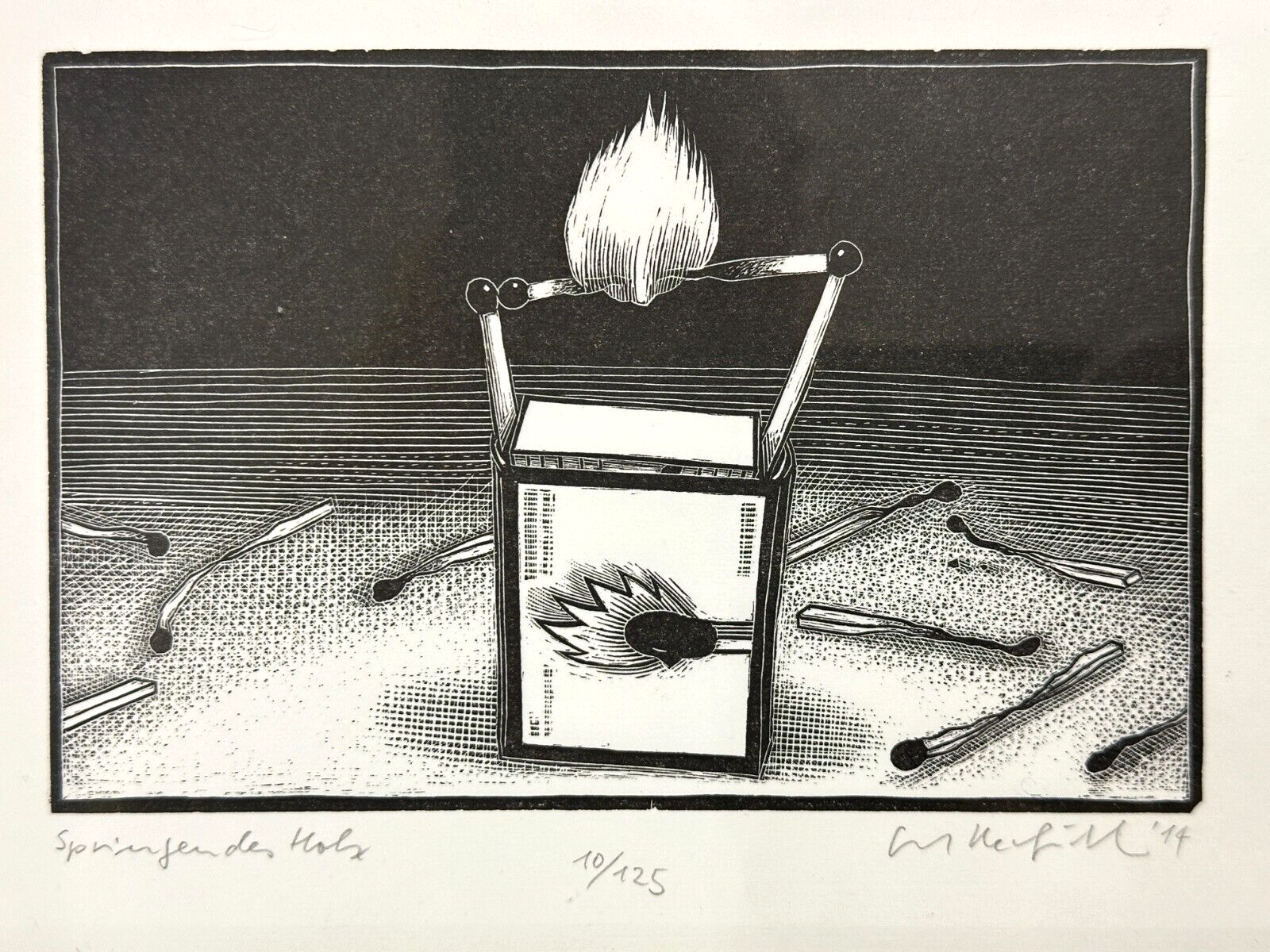 Egbert Herfurth - Holzschnitt - Springendes Holz - 2014 - signiert nummeriert1