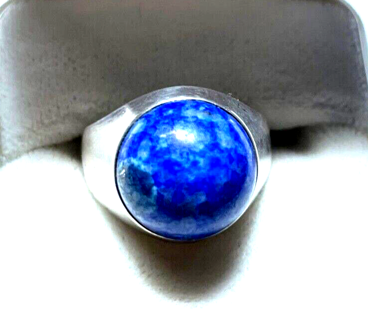 70erJ 835 Silber Ring Lapislazuli Kugel offene Ringschiene vintage Handarbeit0