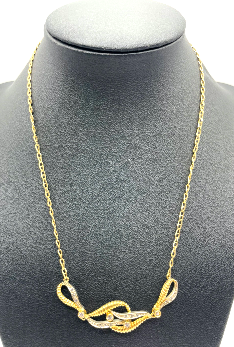 750 Gold 18 K Gold apart Collier Kette Weißtopas Schleife Dekor Juwelier L 43,51