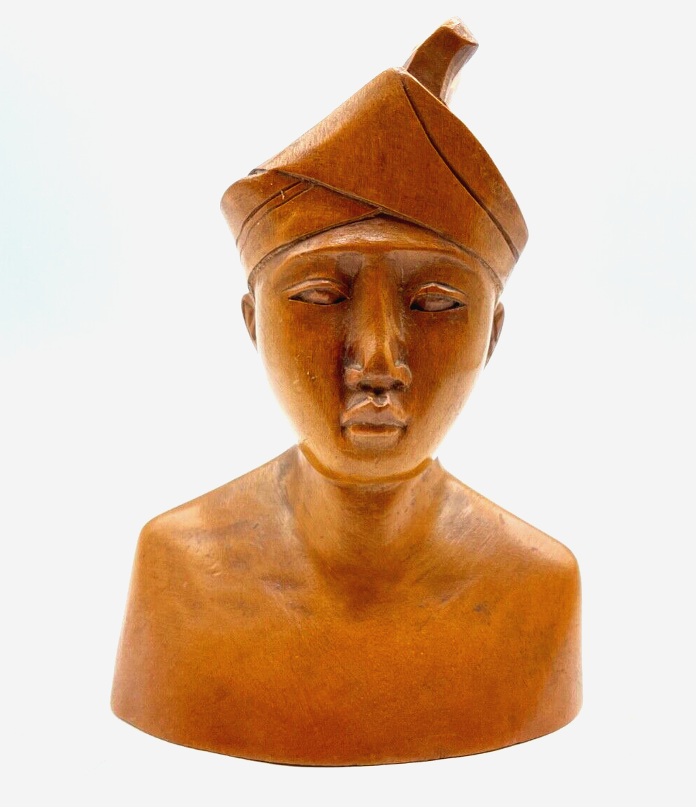 Alte Rosenholz Büste aus Bali Tempeldiener Tempeltänzerin H 16 cm1