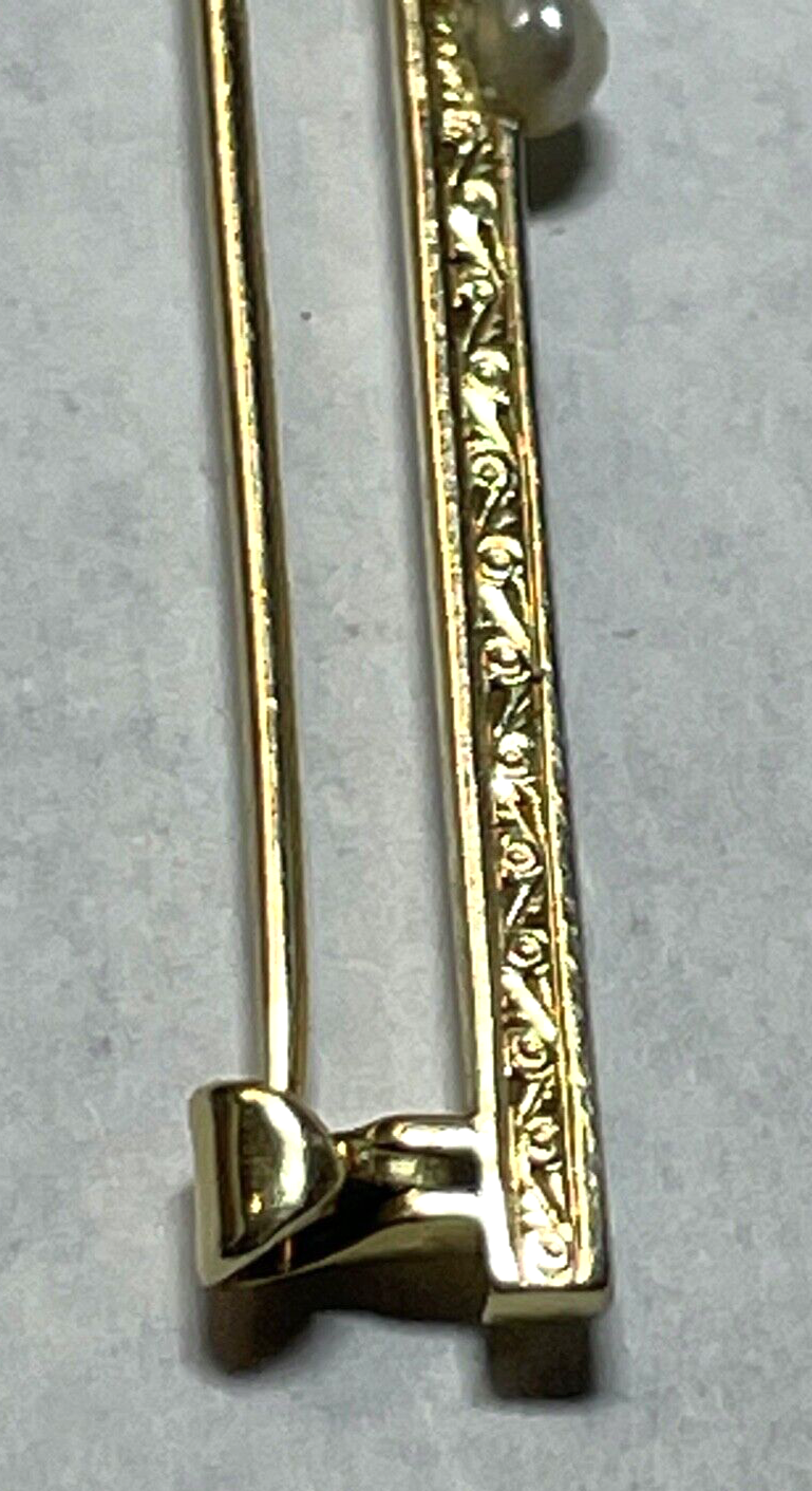 Art Déco 585 Gold 14 K Gold Brosche Nadel Stabbrosche 1 Brillant 2x Orientperle5