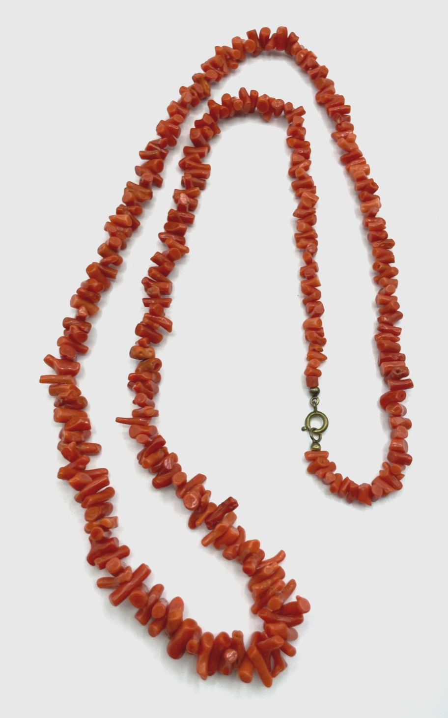 Vintage Korallenkette Stäbchen Koralle Collier Verlauf L 79 cm abgerundet Double4