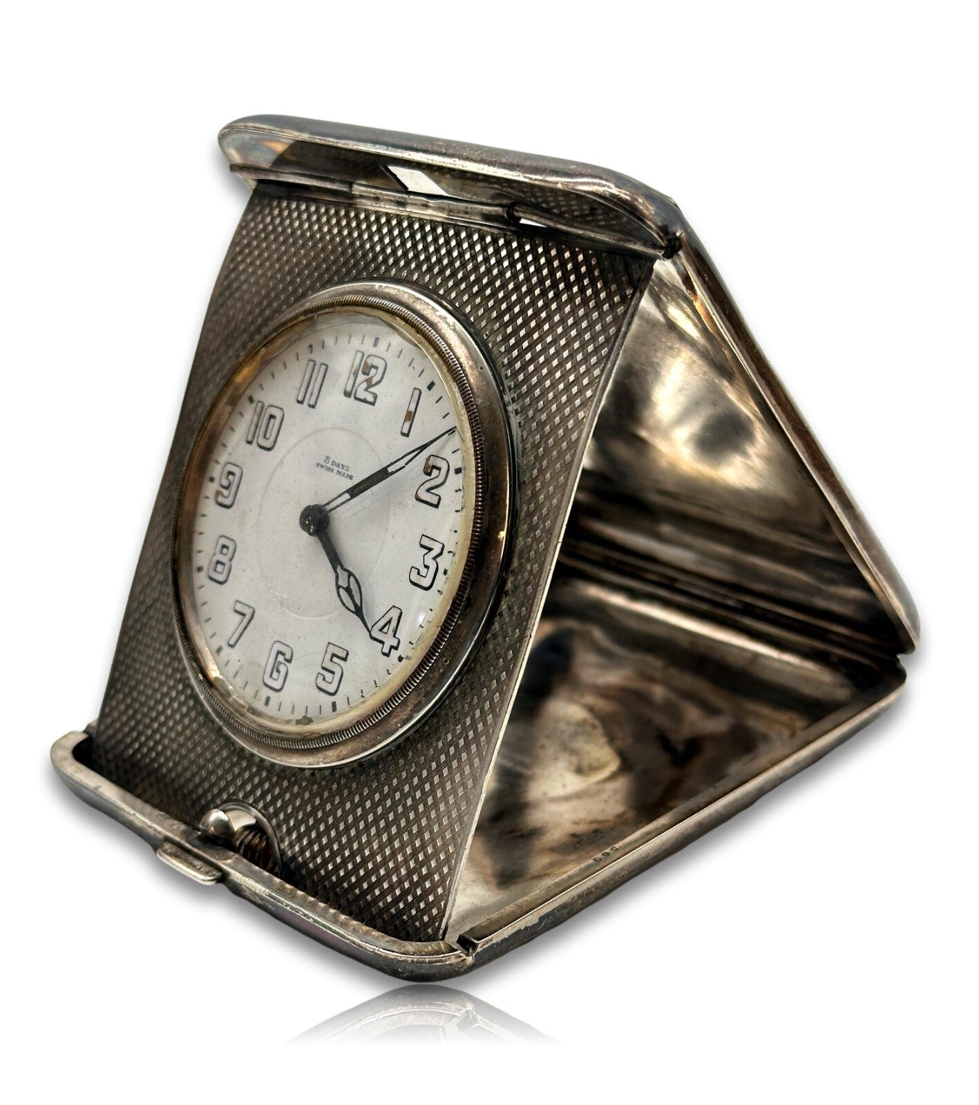 Octava Watch Reise-Uhr - 8 Tage Werk - Sterling Silber Silver Etui - um 19201