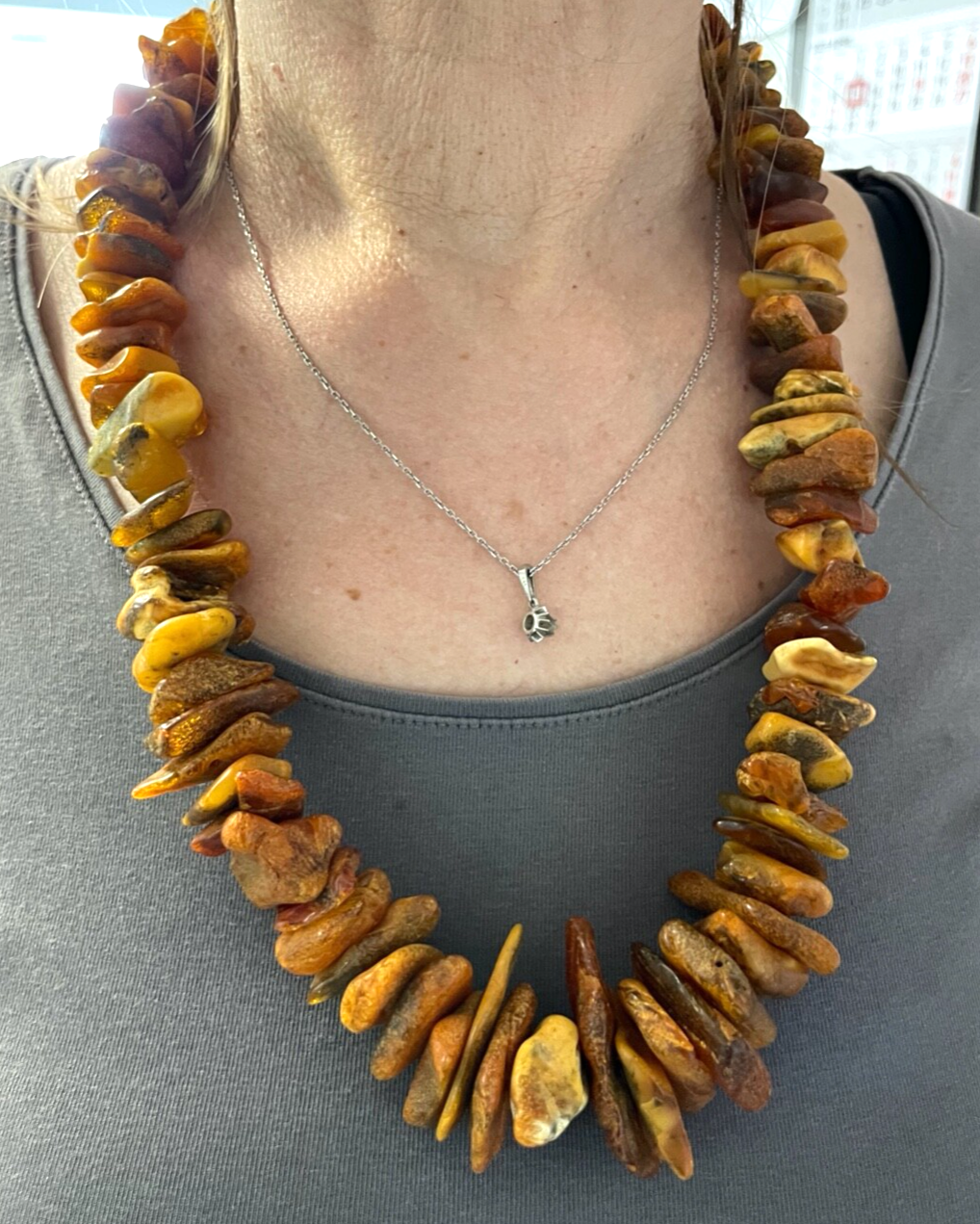 Prächtige Statement Naturbernstein Bernstein Kette 172 Gr. Nuggets L ca. 74 cm1