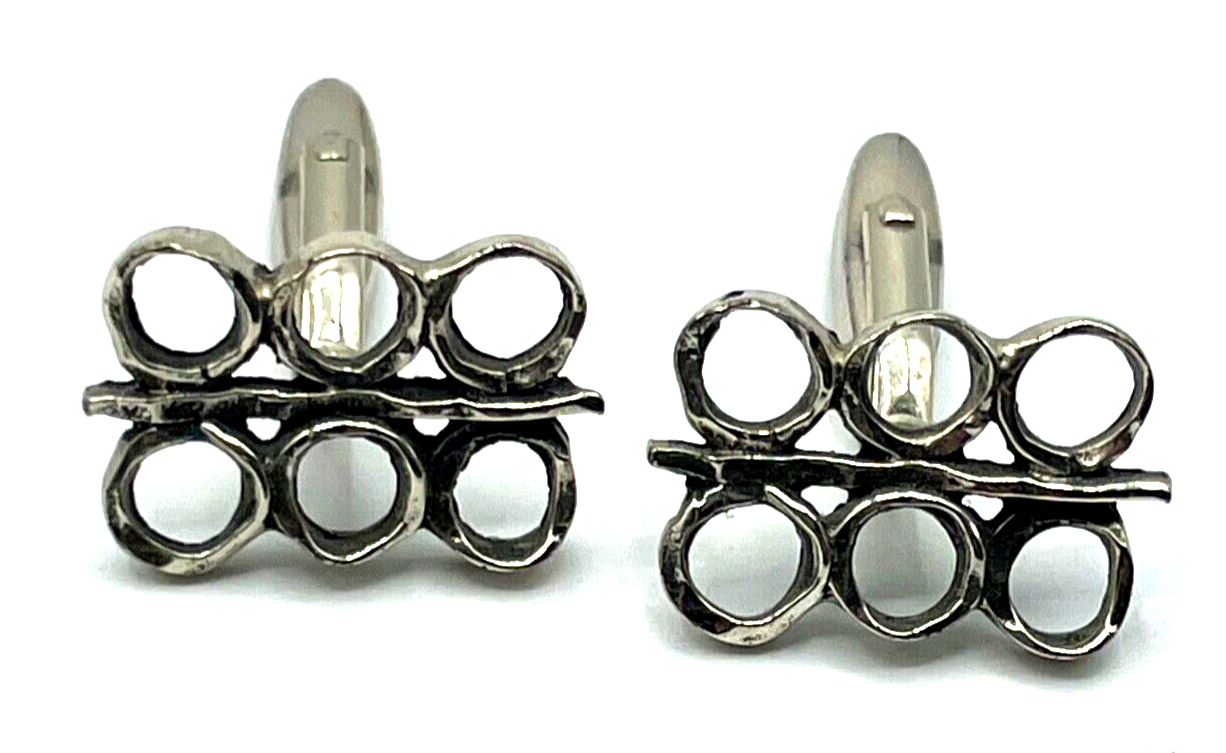Vintage 70erJ 800 Silber Manschettenknöpfe Modernist Brutalist sehr gepflegt4