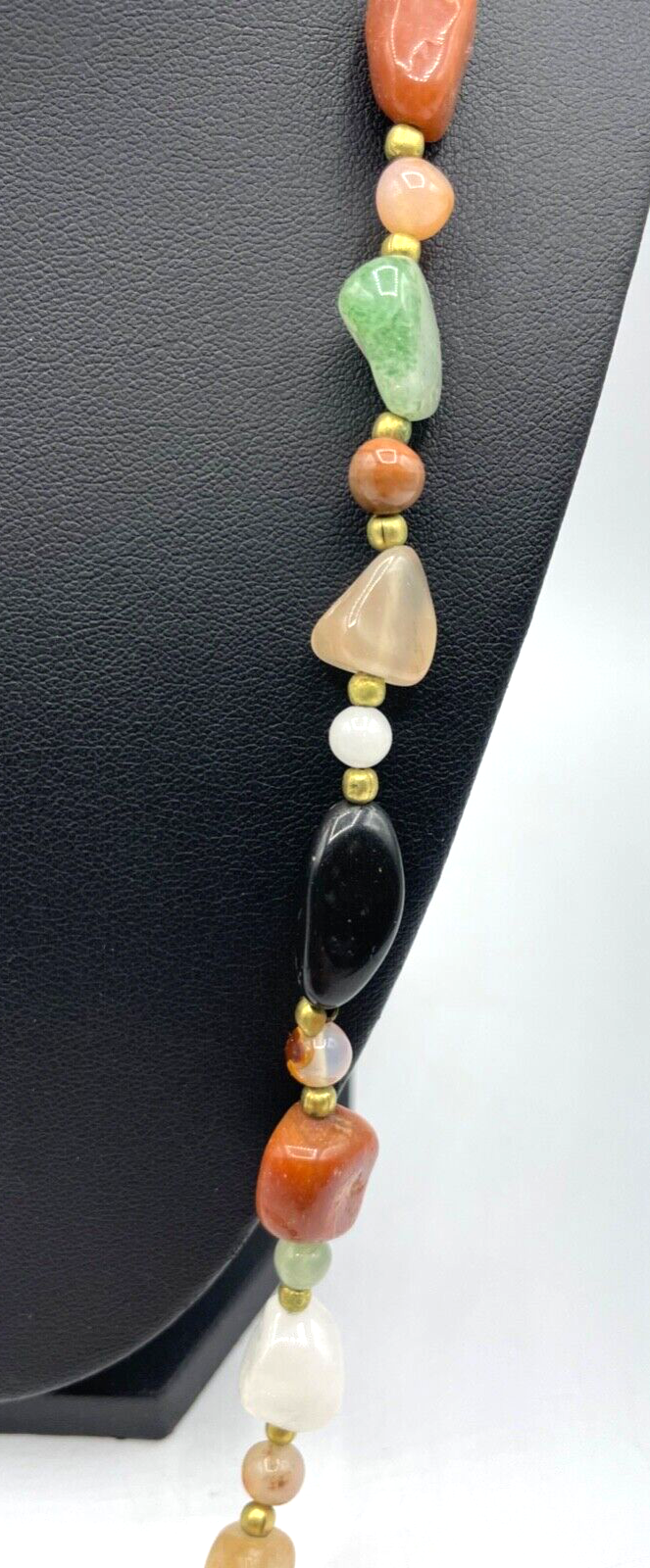 Aparte vintage Edelstein Kette Halbedelsteine im Mix Nuggets L 69,5 cm Nr. 21