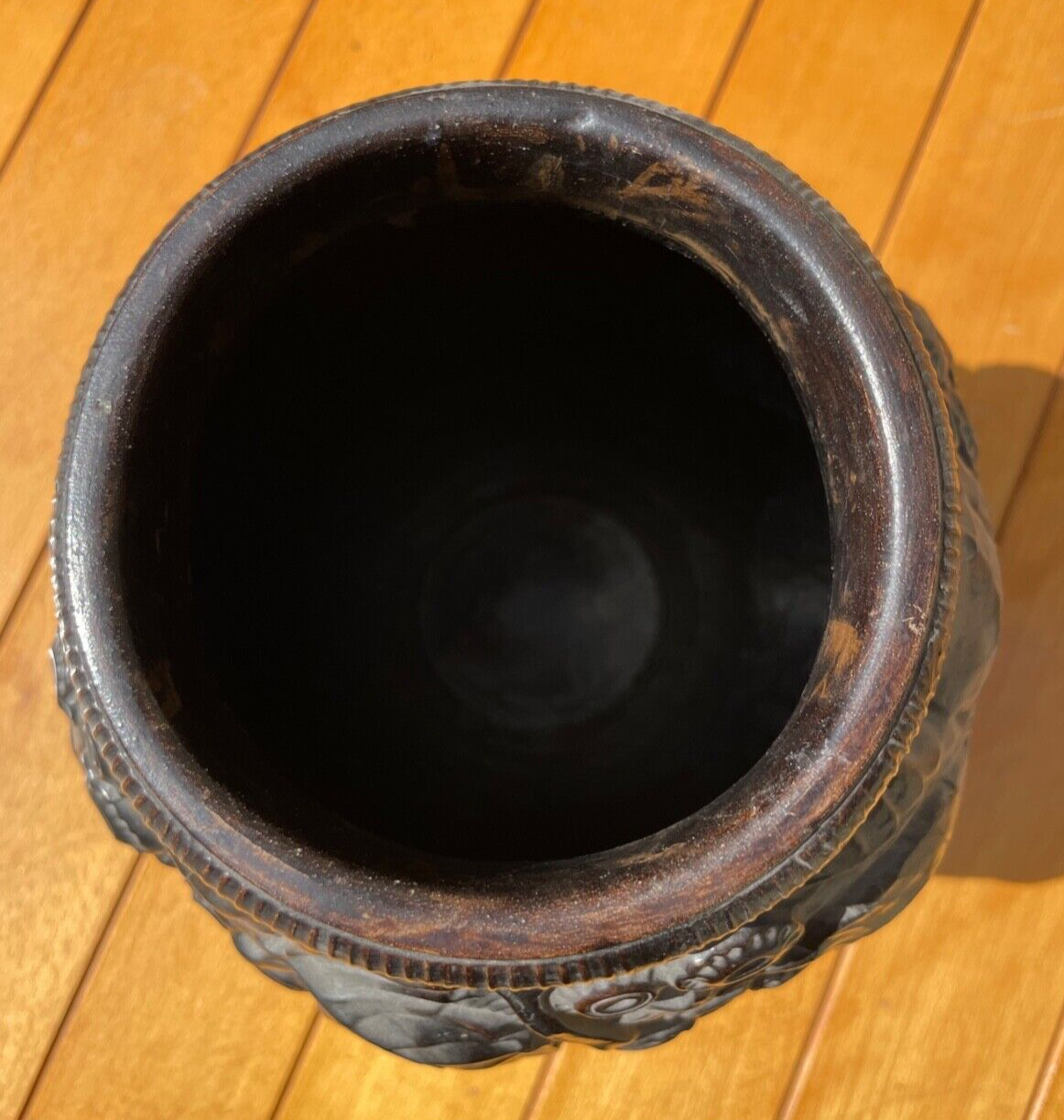 Antik gr.  Jugendstil Vase Tonscherben Terrakotta braun glasiert wie Maresch9
