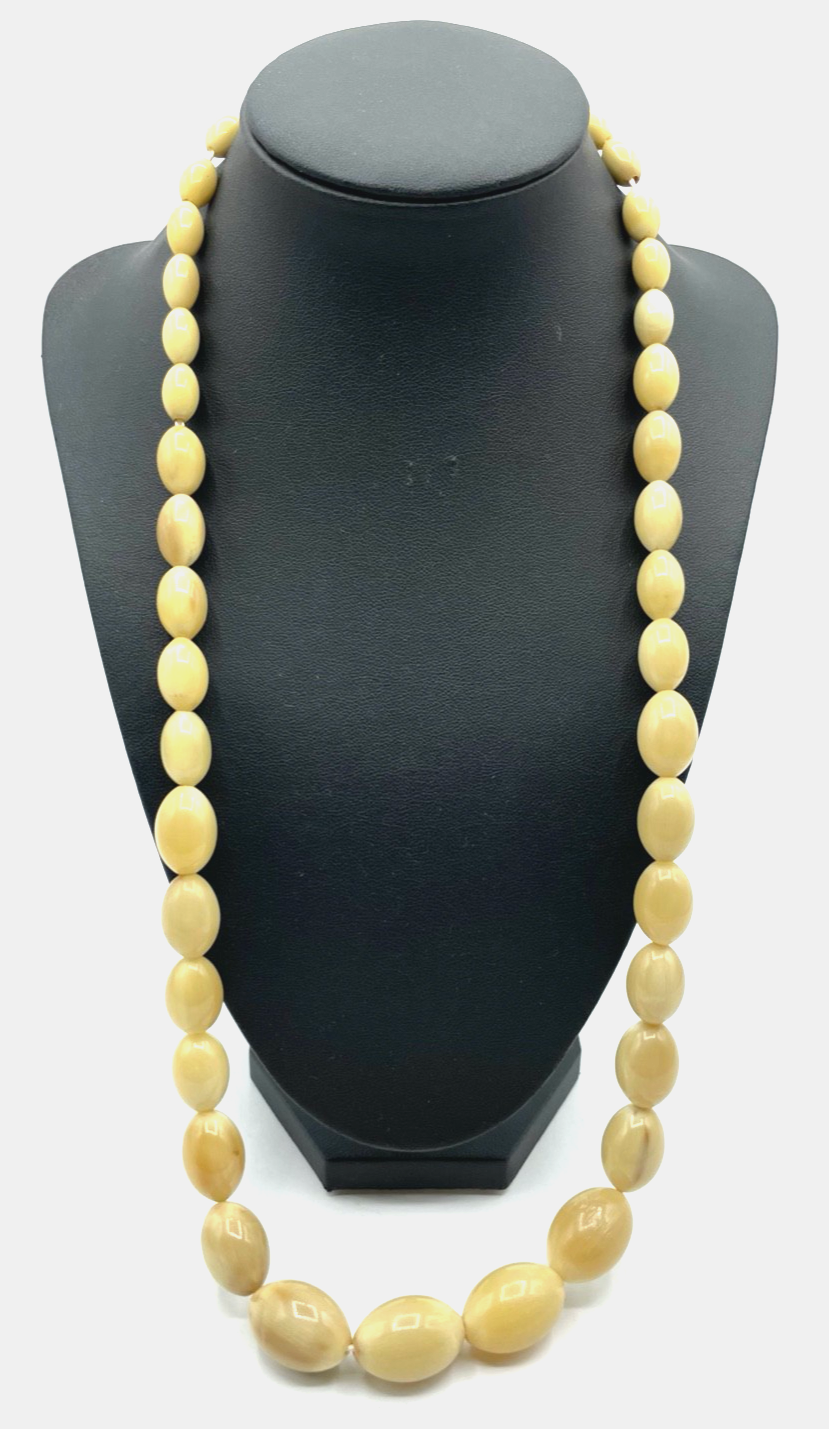 Antik Flapper Kette Horn Oliven Verlauf Handarbeit Art Déco Original 20erJ L68cm0