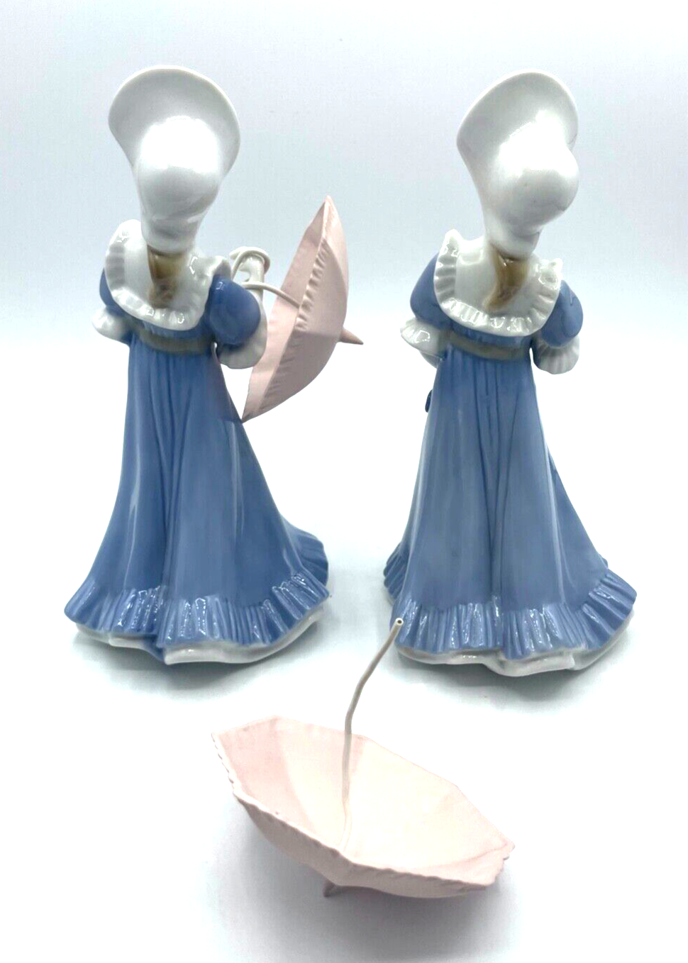 2 x vintage Porzellan Figur Dame mit Schirm hübsche Dekoration H 23cm handbemalt3