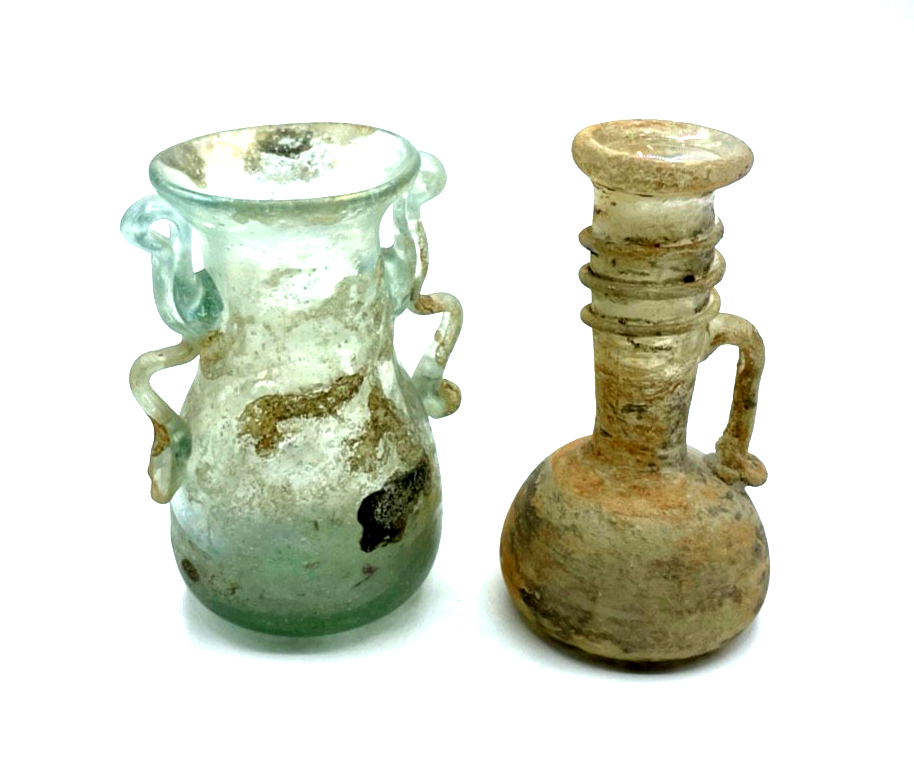 Vintage dekorative Museum Replik 2 kleine Glas Behälter nach römischem Vorbild0