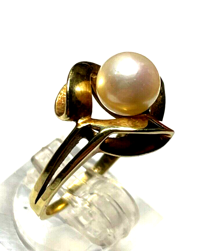 Solider Klassiker 585 Gold 14 K Ring RG 53 mit Akoya Perle Juwelier gepflegt 5Gr1