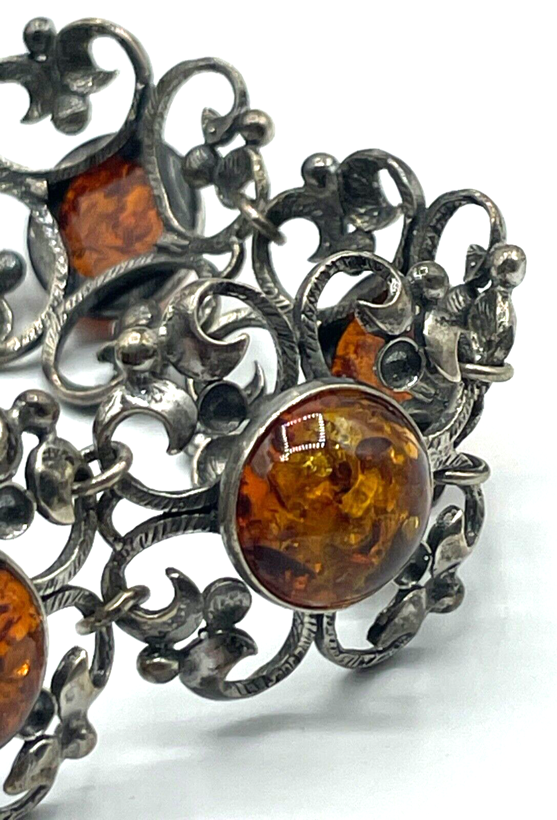 Stattliches altes Georg Kramer Fischland Armband 925 Silber + Bernstein6