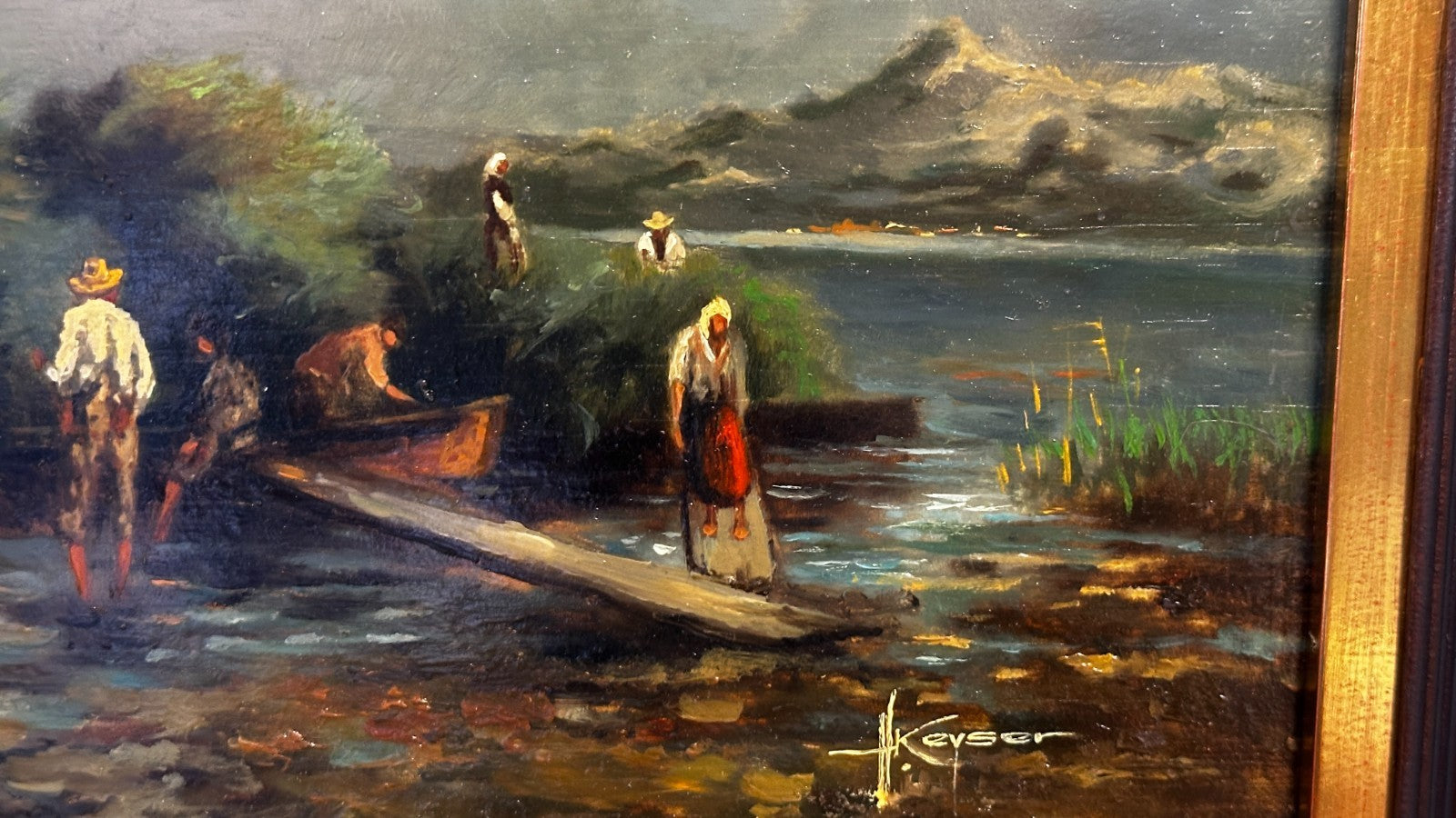 Hartmut Keyser (geb. 1948) – Öl Holz - Schilfernte am See - signiert - gerahmt3