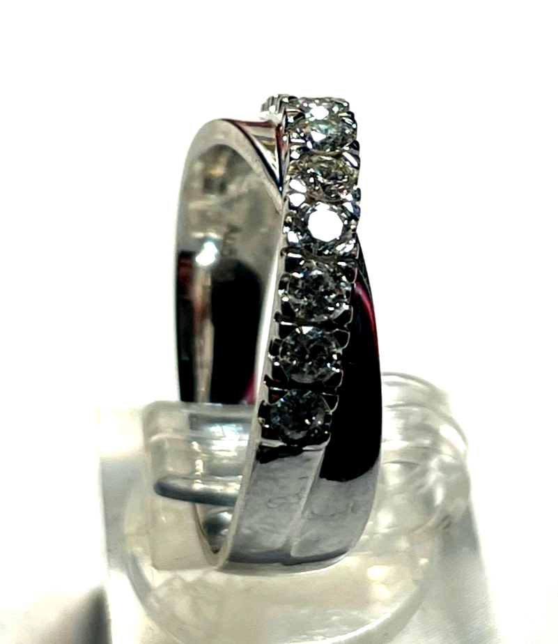 Solider Weißgold 585 Gold 14 K Ring 9 Brillanten 1,0ct. Ø 17,8 mm RG 56 Juwelier5