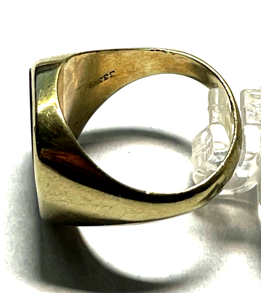 333 Gold 8 K Herrenring Ring Siegelring Onyx Initialen FH o HF  Ø 20,5 mm RG 659