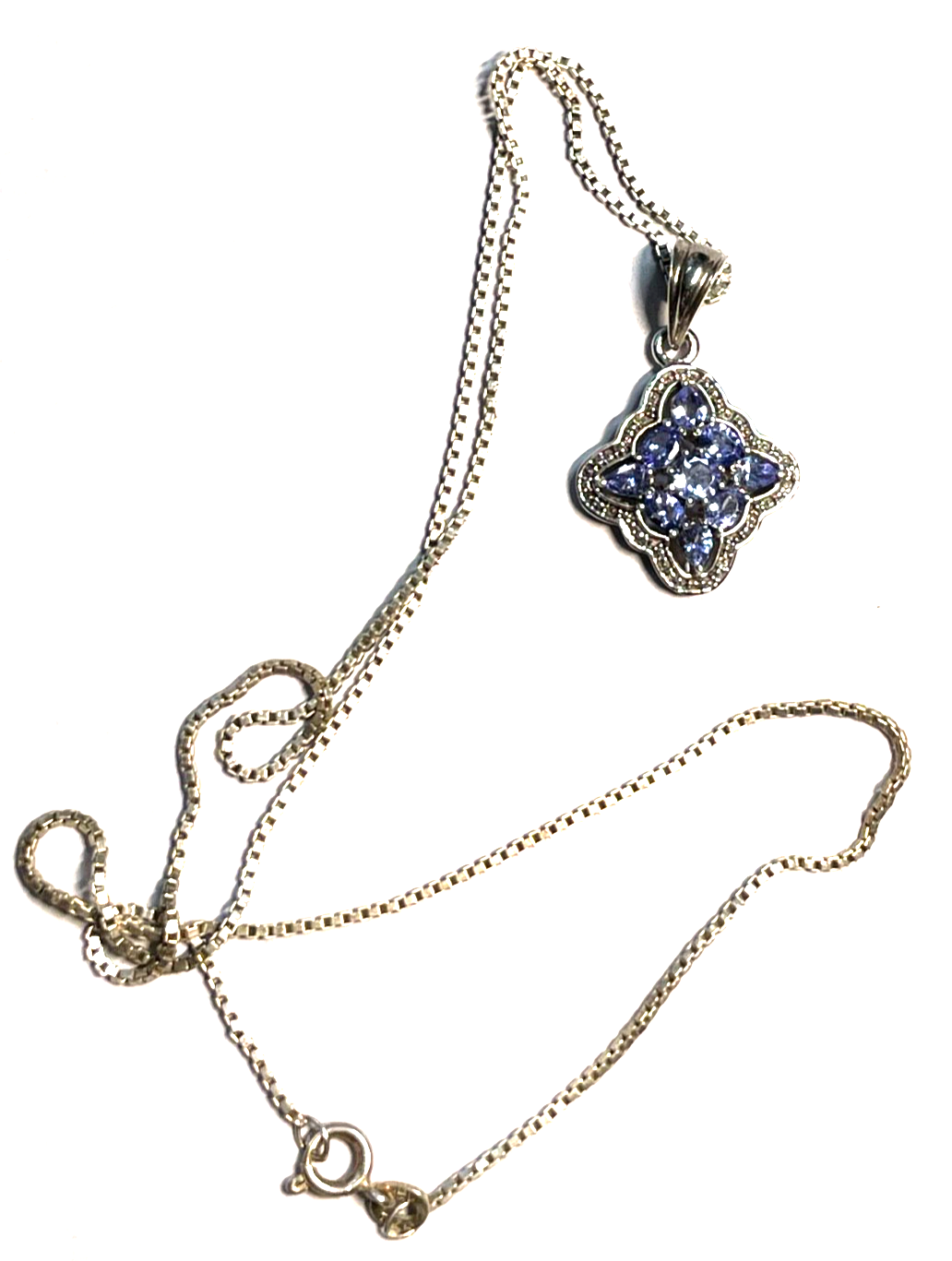 925 Silber Tansanit Anhänger Harry Ivens an 50 cm Venezianer Kette top gepflegt1